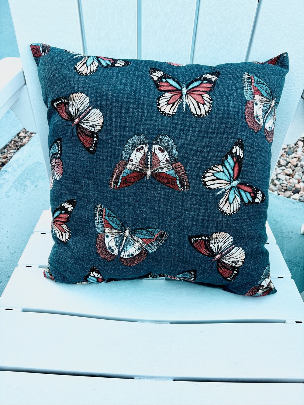 Butterfly Print Decorative Throw Pillow - water resistant